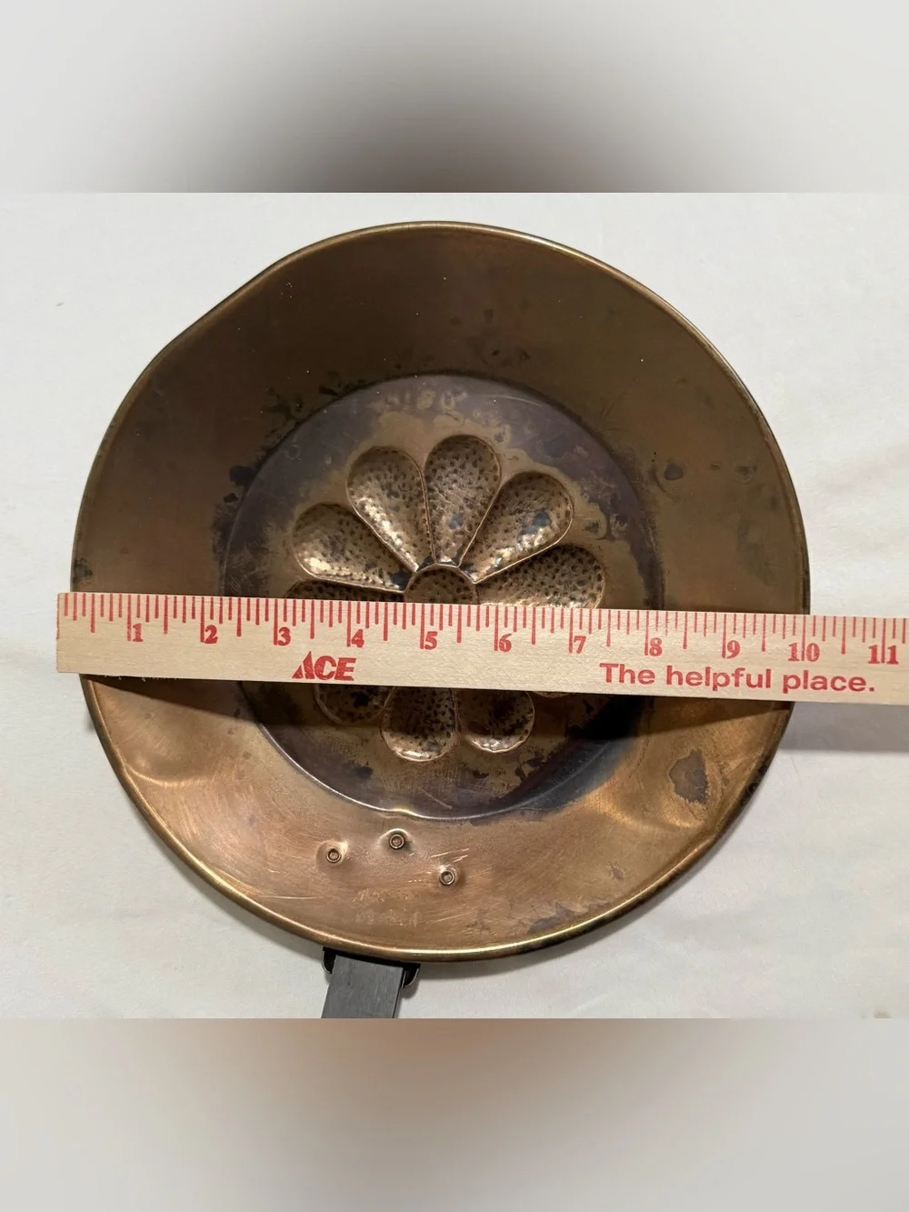 Vintage Copper Hearth Chestnut Roasting Pan 25” long Ring Loop For Hanging